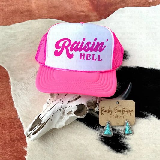 Raisin’ Hell Western Cowgirl Foam Trucker Hat