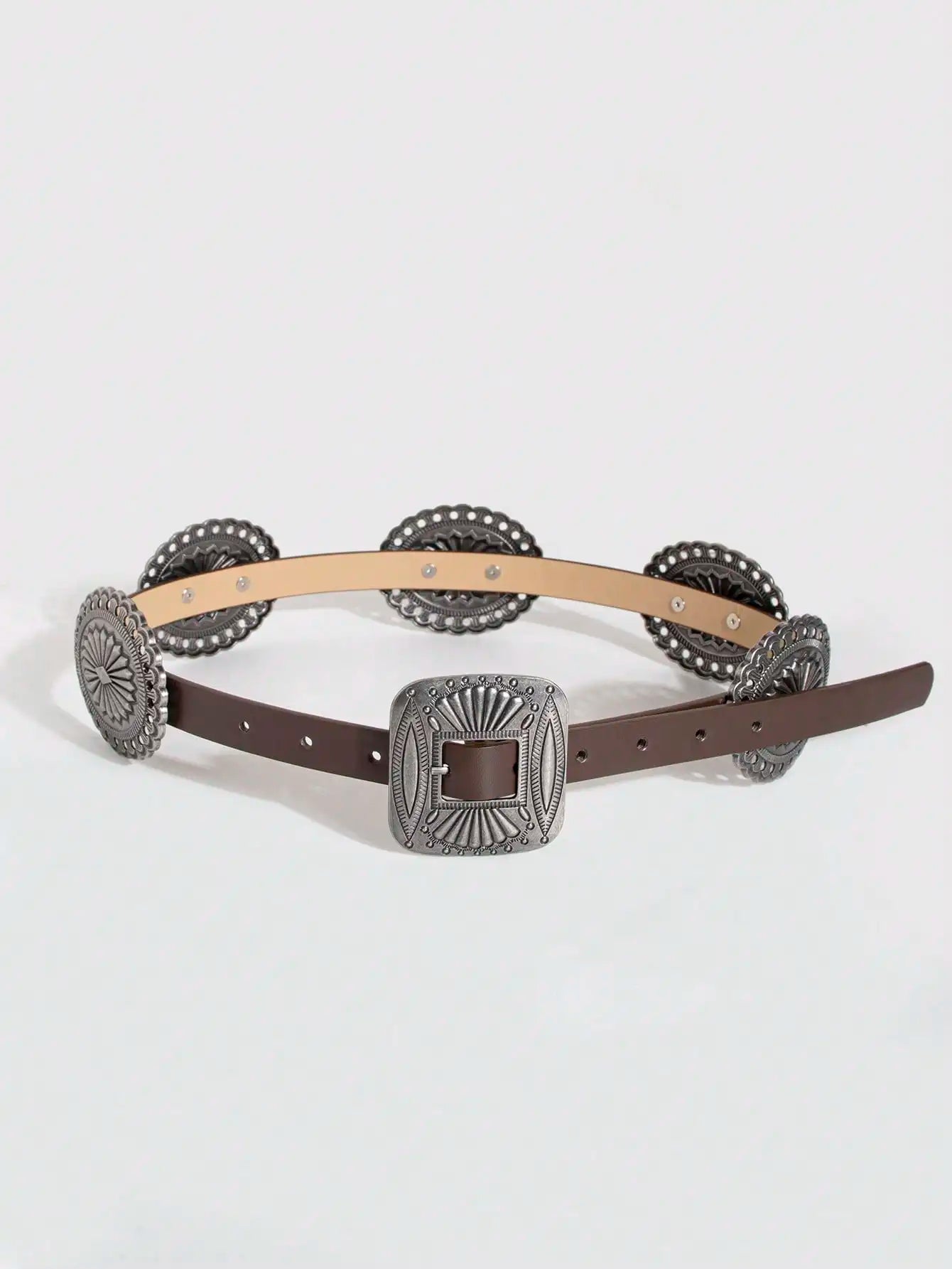 Women's Punk Style Metal Carved Accessory Cowboy Cowgirl Heavy Duty Belt Boho