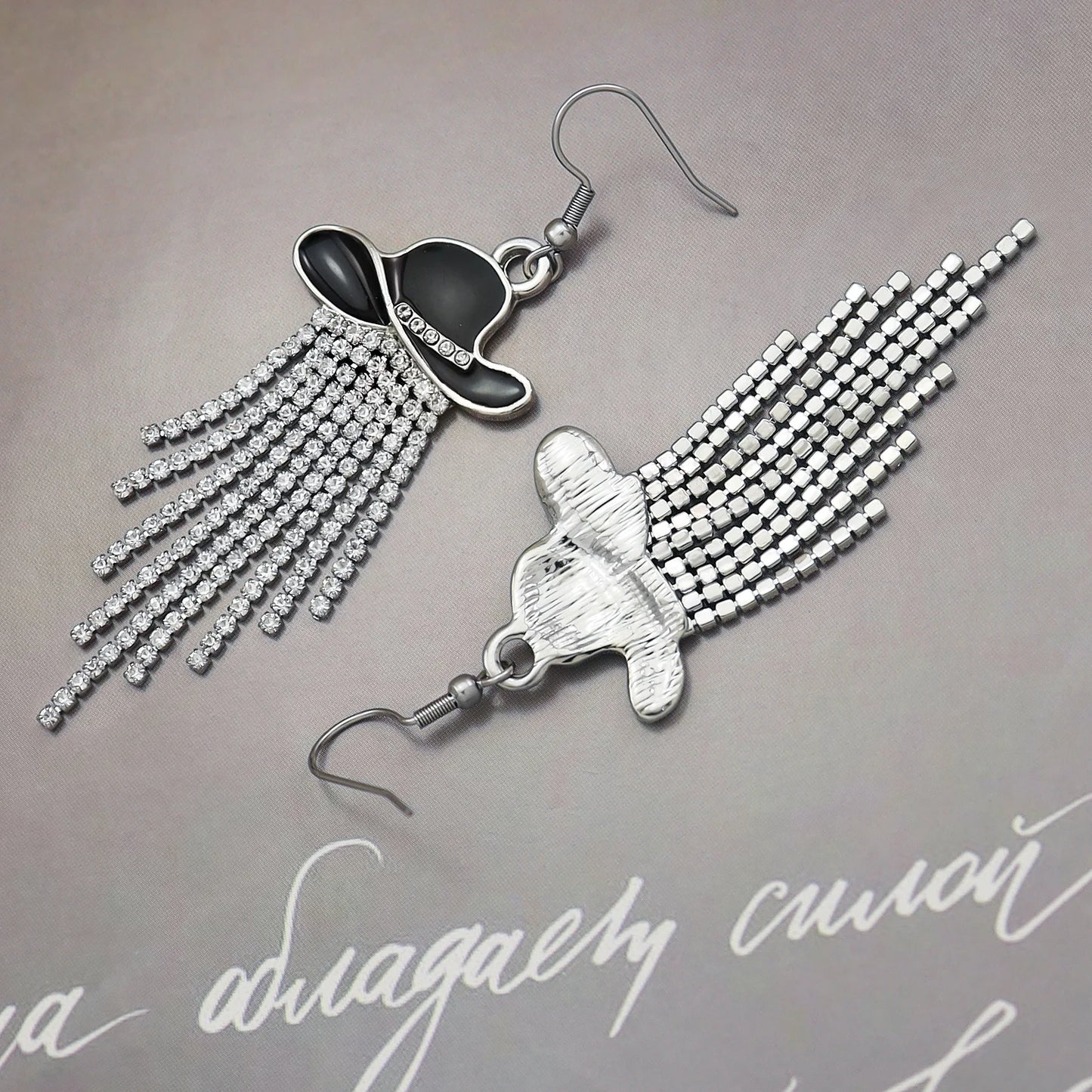 Western Cowgirl Hat Dangle Earrings Sparkly Rhinestone
