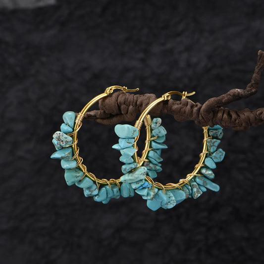 Round Natural Stone / Turquoise Earrings