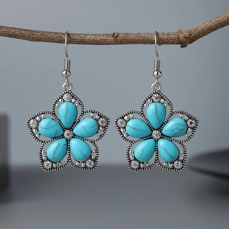 Turquoise Flower Dangle Earrings