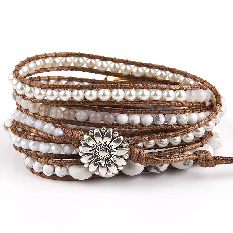 Bohemian Wrap Bracelet Mixed Natural Stones
