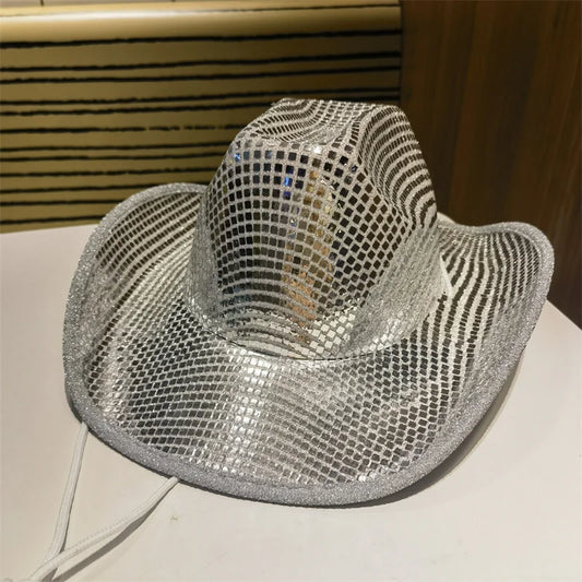 Cowboy Hat Western Hats for Women Wide Brim Disco Flashy Cowgirl