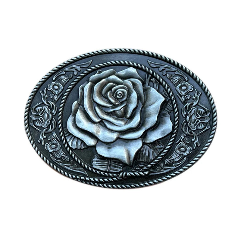 Rose Belt Buckle Western Cowgirl Cowboy