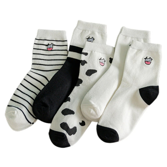 Funny Embroidery Cow Cartoon Socks