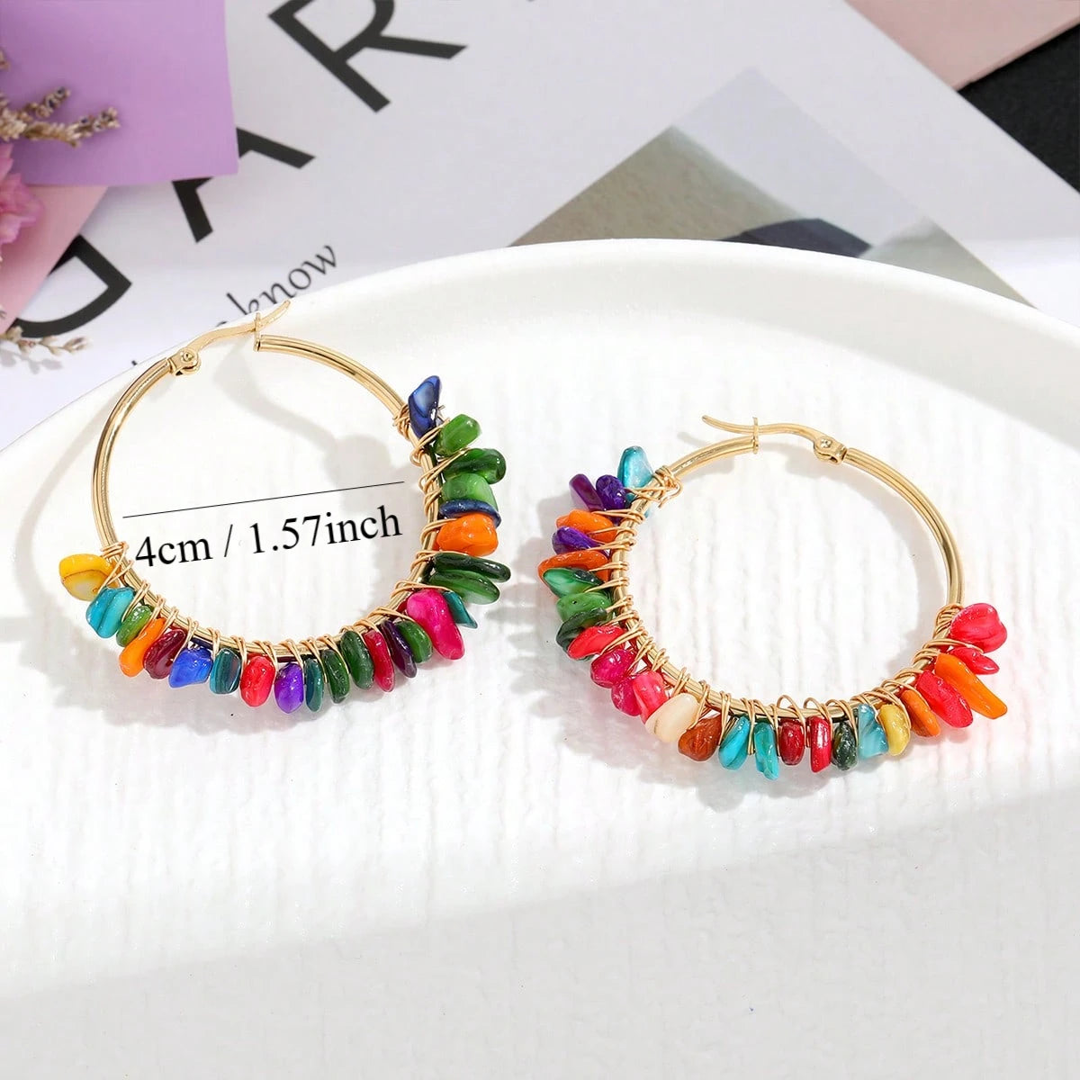 Round Natural Stone / Turquoise Earrings