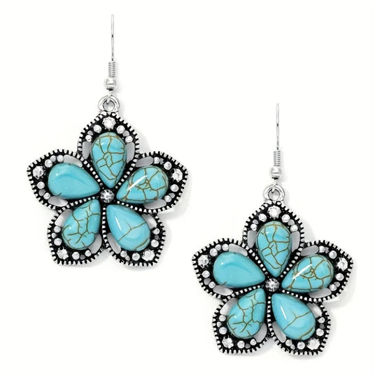 Turquoise Flower Dangle Earrings