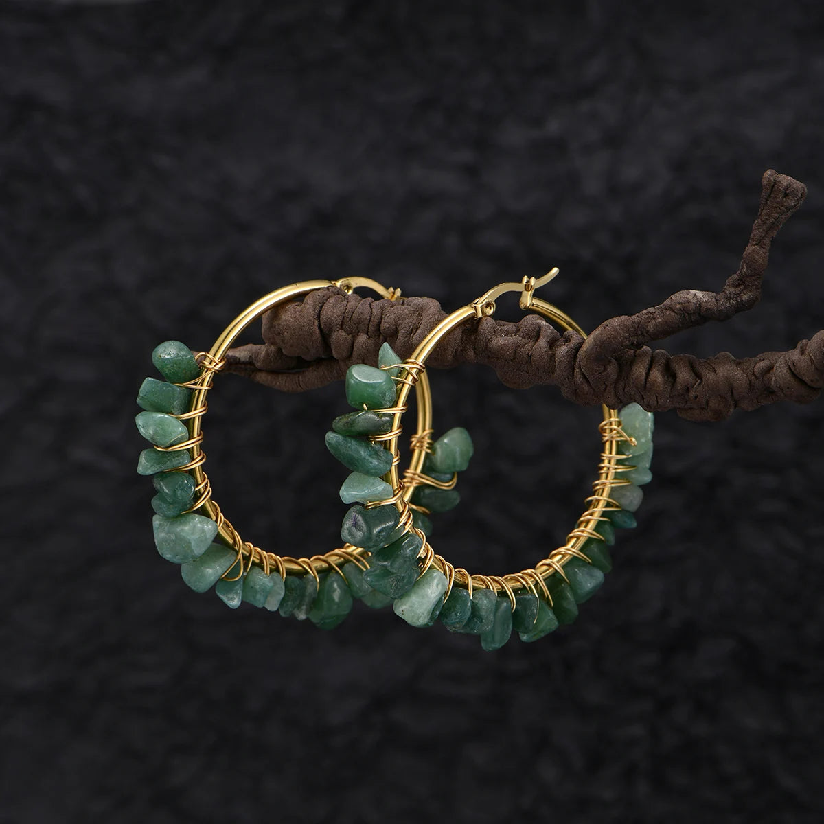 Round Natural Stone / Turquoise Earrings