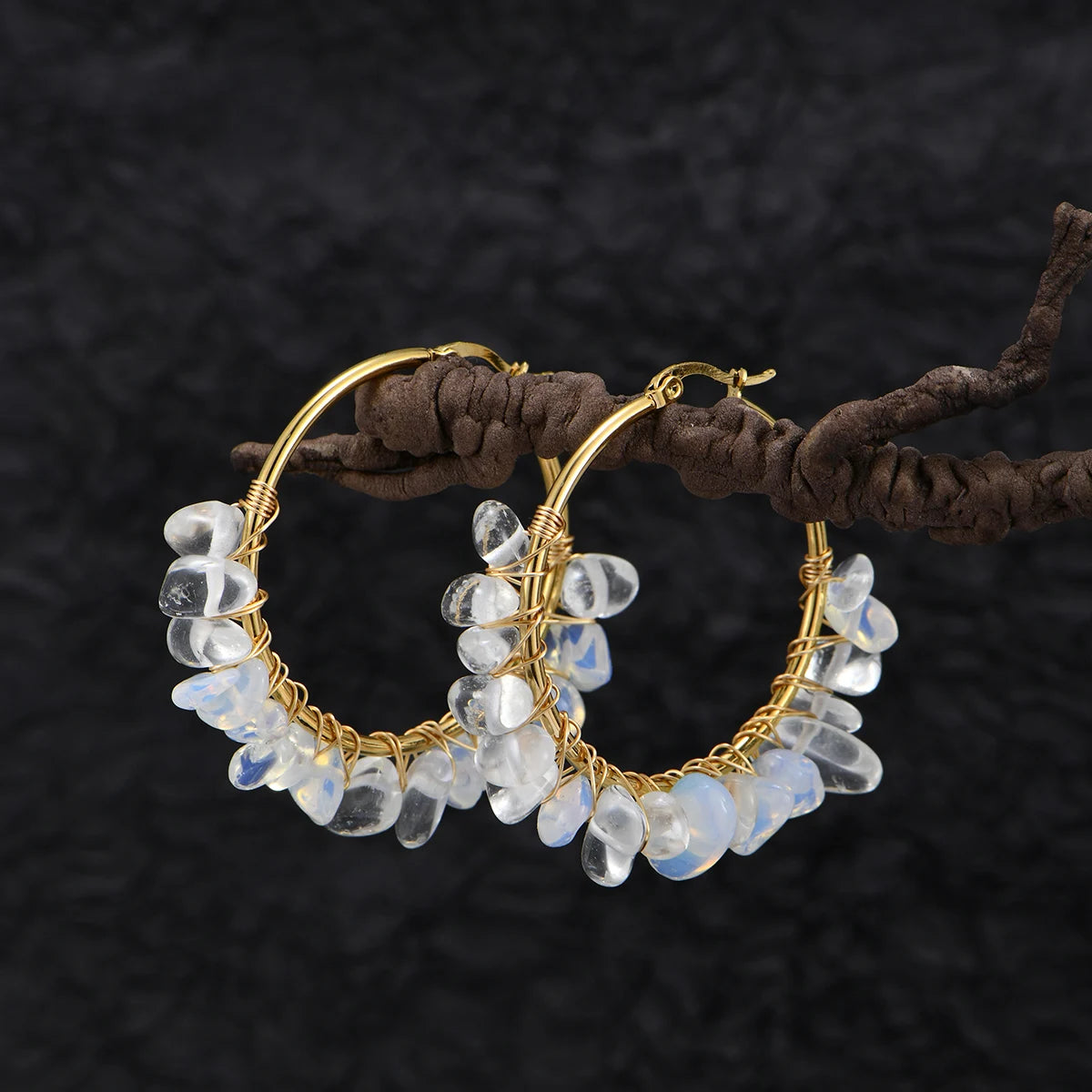 Round Natural Stone / Turquoise Earrings