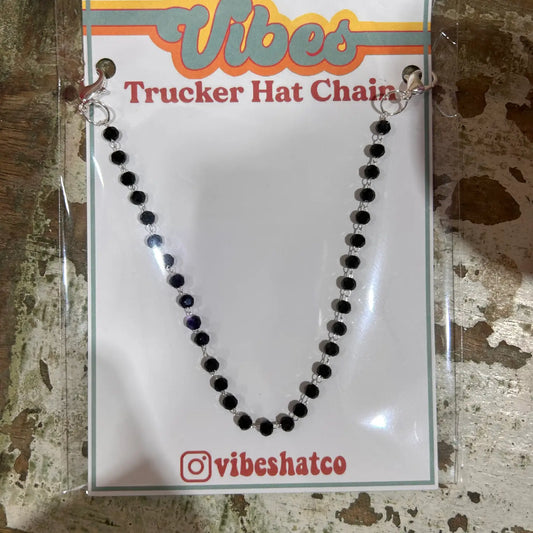 Dainty Black Beaded Trucker Hat Chain | Hat Band | Hat Chain