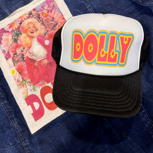 Retro Dolly Flower Trucker Hat
