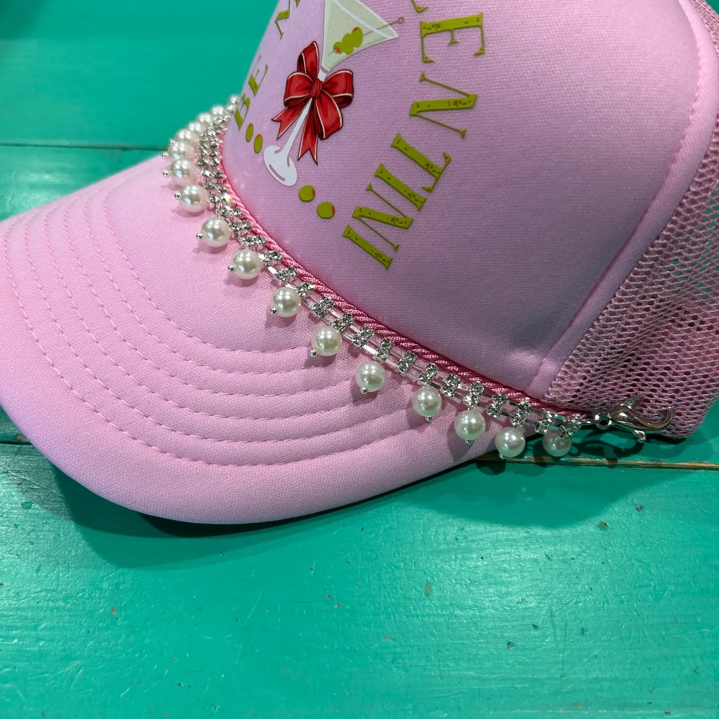Rhinestone Pearl Trucker Hat Chain | Sparkle
