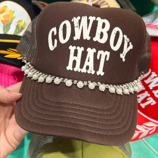 Rhinestone Pearl Trucker Hat Chain | Sparkle
