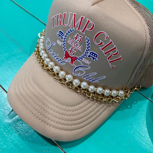 Pearl Triple Layer Trucker Chain | Hat Jewelry