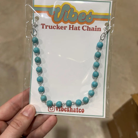 Turquoise Beaded Trucker Hat Chain | Hat Band | Hat Chain |