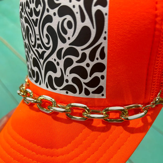 Chunky White Enamel Dipped Trucker Chain | Hat Band |