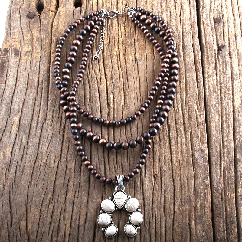 Boho Jewelry 3 Layer Squash Moon Metal Stones Necklaces Women Bohemia Necklace