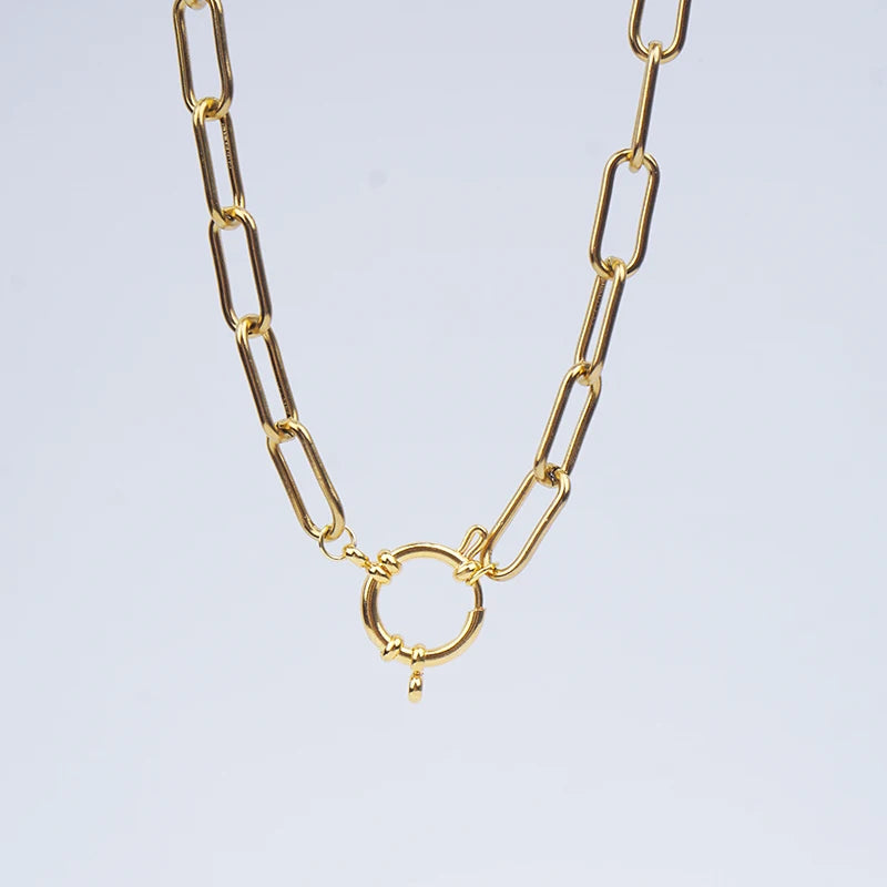 Anchor Clasp Necklace Stainless Steel Heavy Duty Chain Necklace For Women Gold/Silver Color Metal Chunky Chain Choker