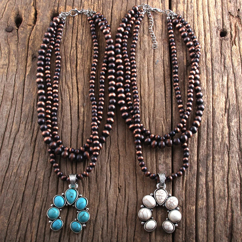 Boho Jewelry 3 Layer Squash Moon Metal Stones Necklaces Women Bohemia Necklace