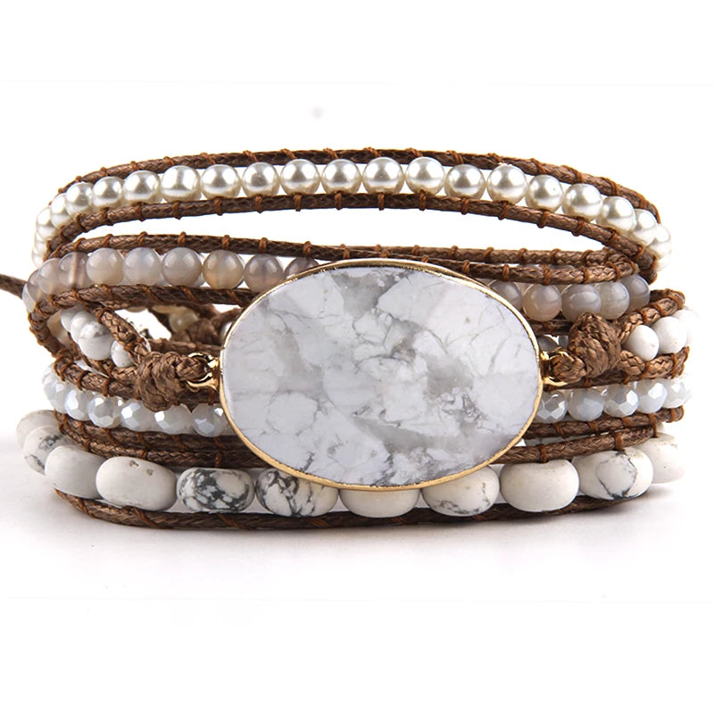 Bohemian Wrap Bracelet Mixed Natural Stones