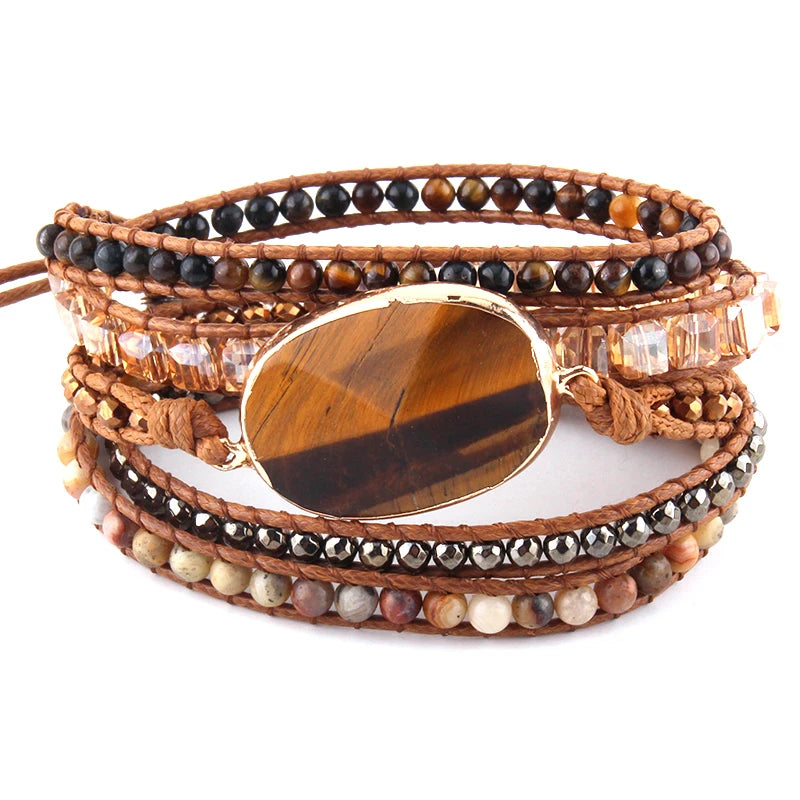 Bohemian Wrap Bracelet Mixed Natural Stones