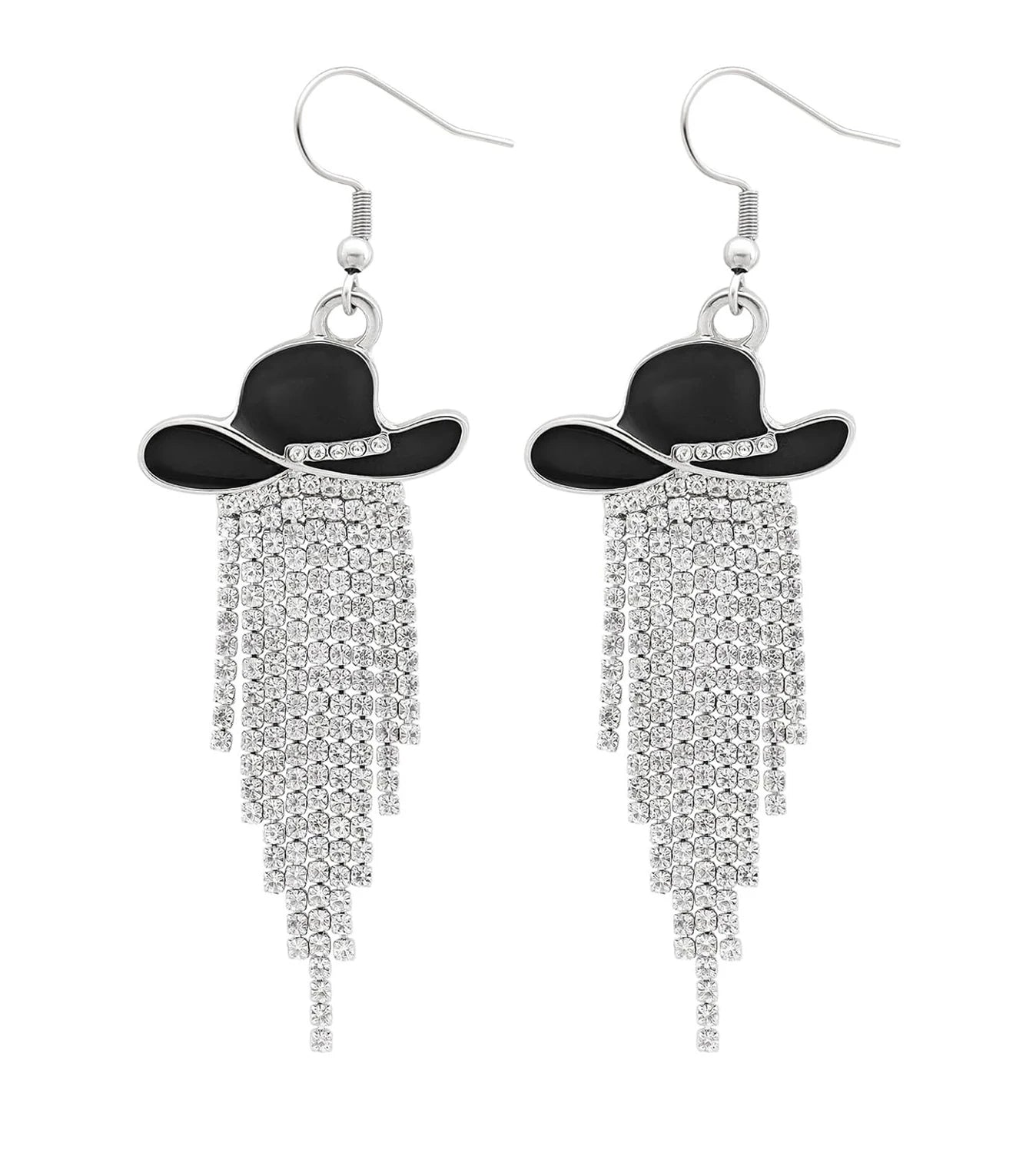 Western Cowgirl Hat Dangle Earrings  Sparkly Rhinestone