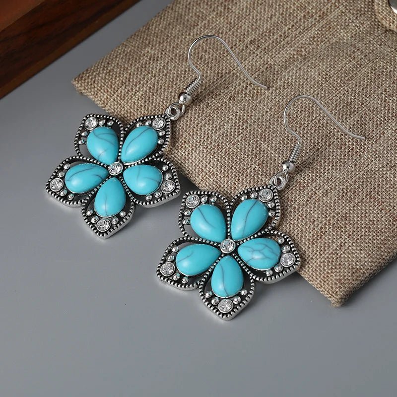 Turquoise Flower Dangle Earrings