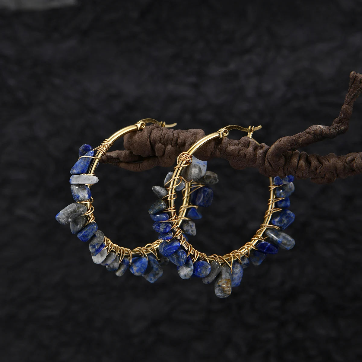 Round Natural Stone / Turquoise Earrings