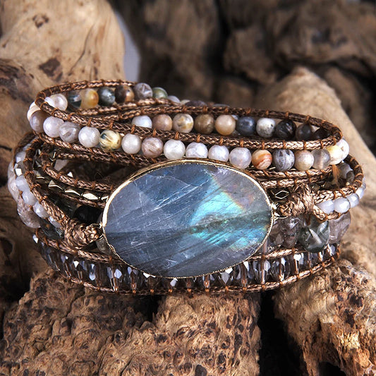 Bohemian Wrap Bracelet Mixed Natural Stones