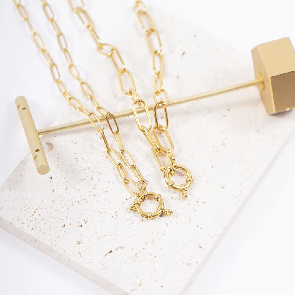 Anchor Clasp Necklace Stainless Steel Heavy Duty Chain Necklace For Women Gold/Silver Color Metal Chunky Chain Choker
