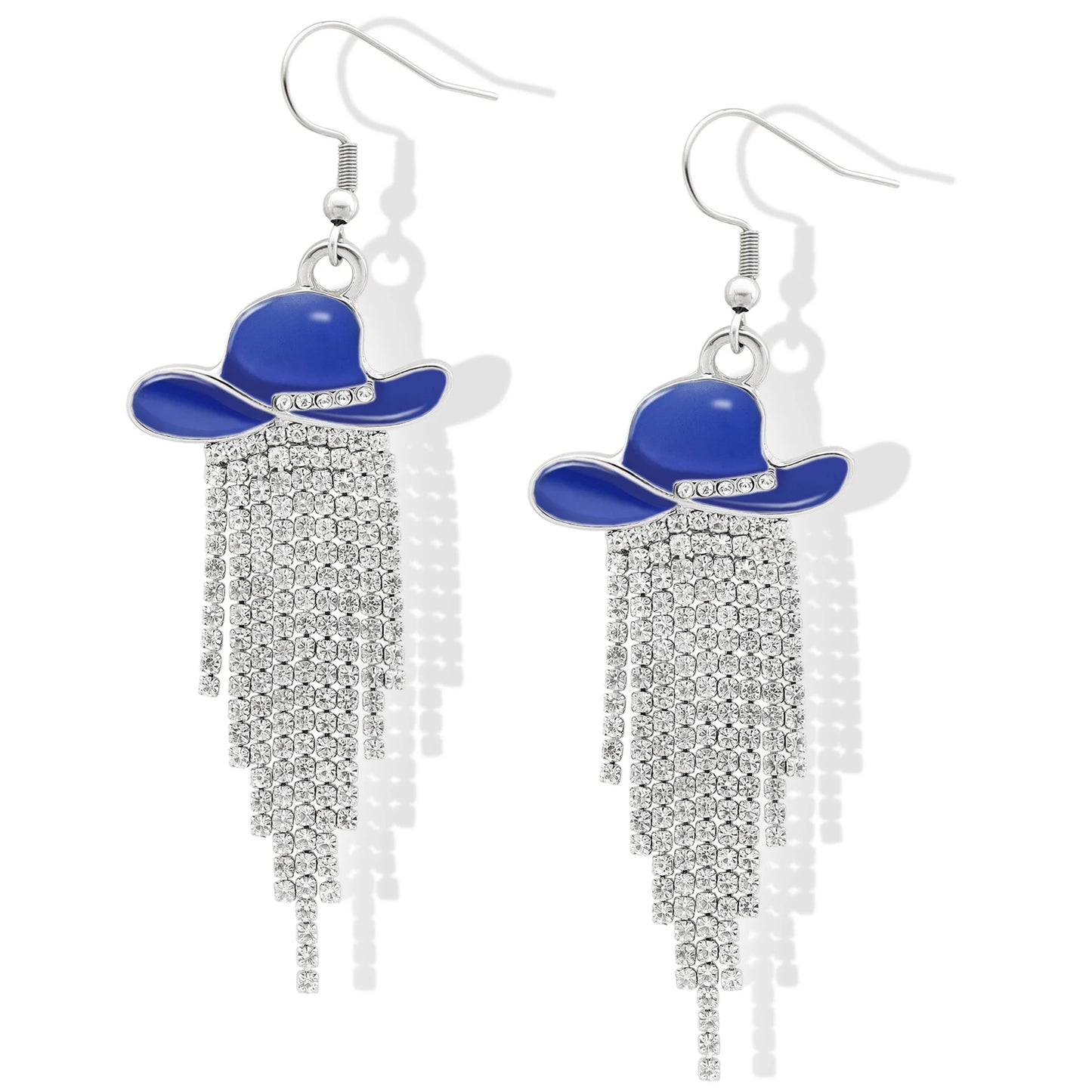 Western Cowgirl Hat Dangle Earrings  Sparkly Rhinestone