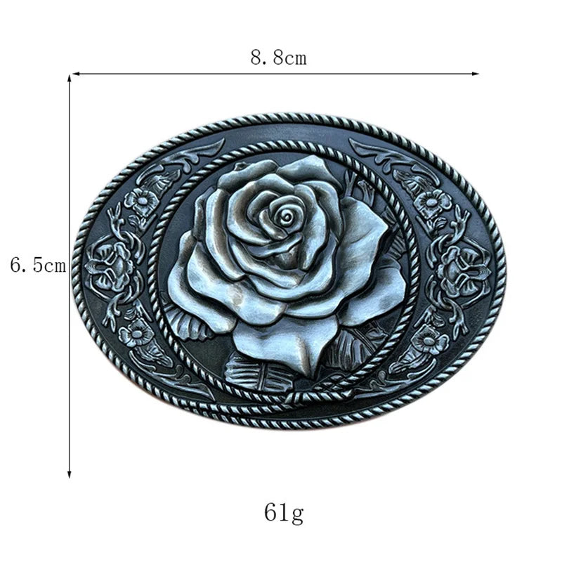 Rose Belt Buckle Western Cowgirl Cowboy