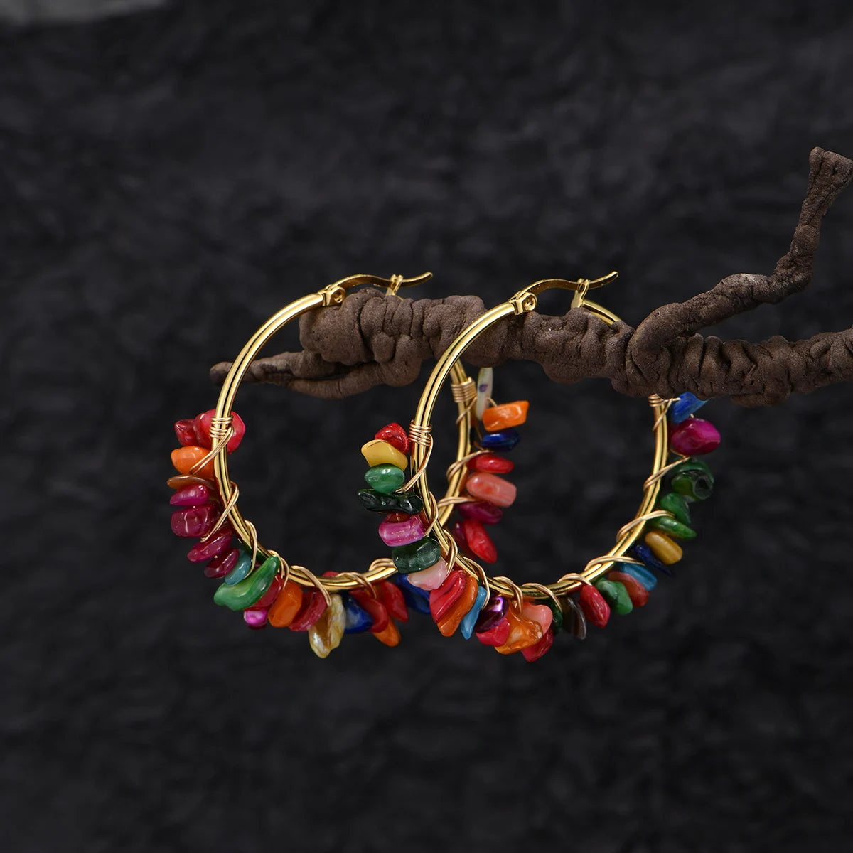 Round Natural Stone / Turquoise Earrings