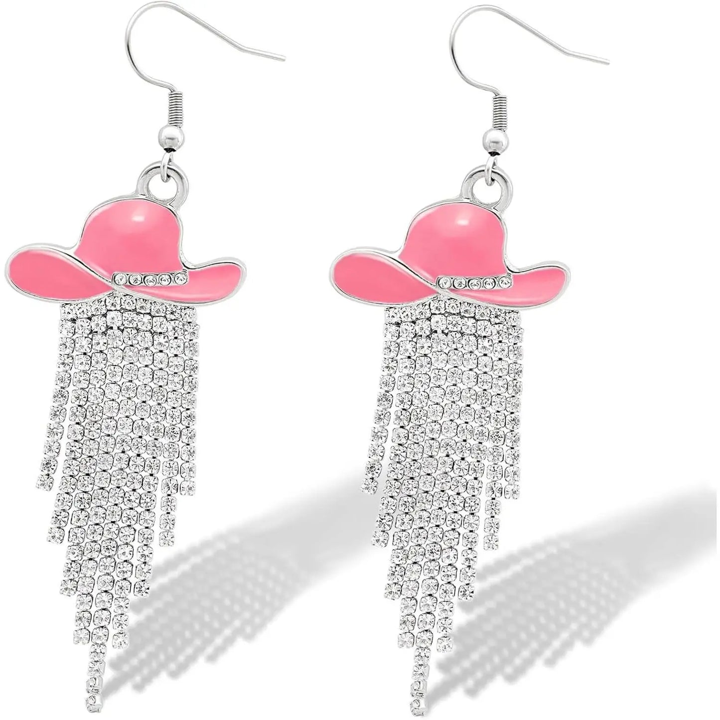 Western Cowgirl Hat Dangle Earrings  Sparkly Rhinestone