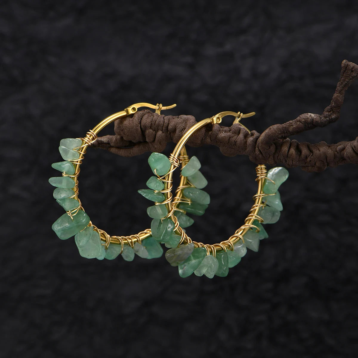 Round Natural Stone / Turquoise Earrings