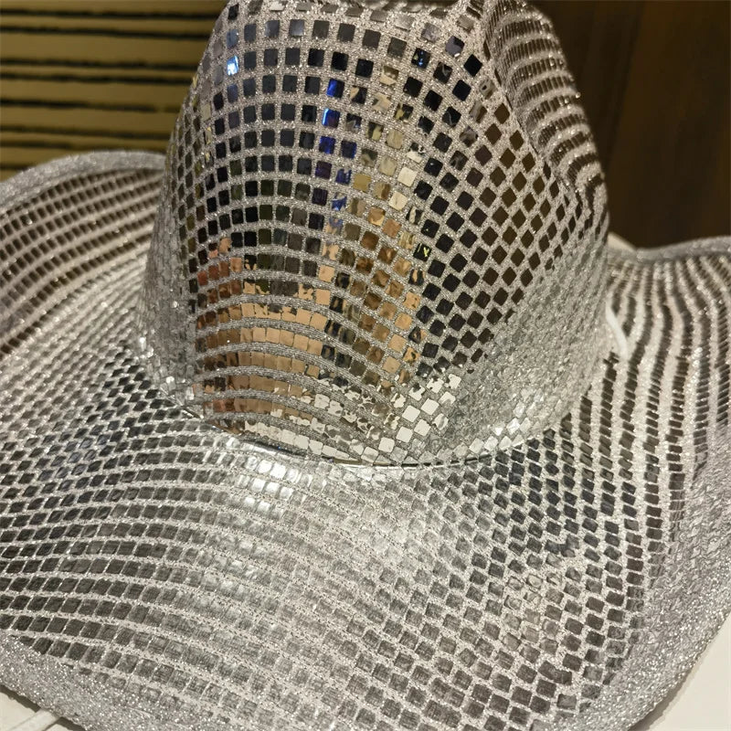 Cowboy Hat Western Hats for Women Wide Brim Disco Flashy Cowgirl
