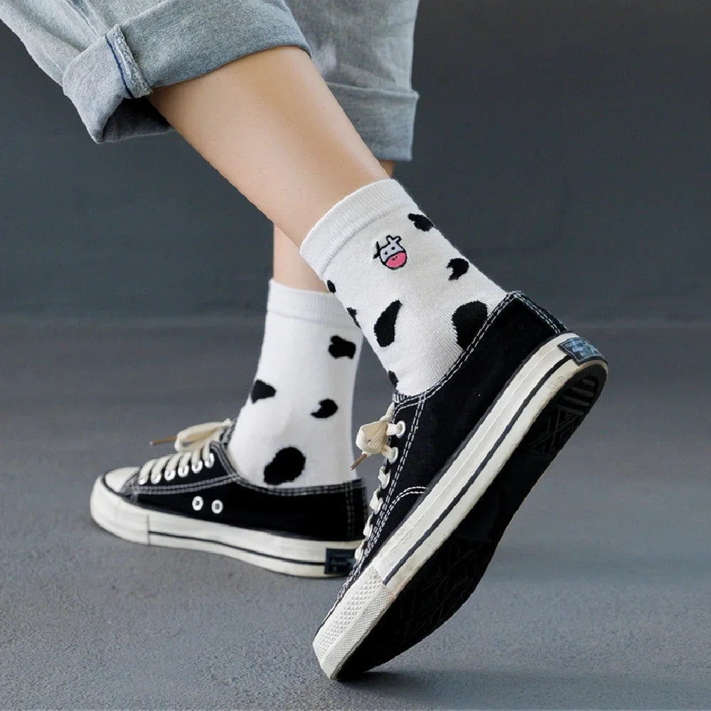 Funny Embroidery Cow Cartoon Socks