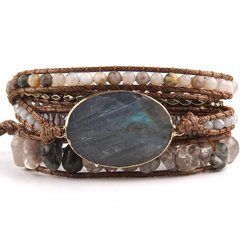 Bohemian Wrap Bracelet Mixed Natural Stones