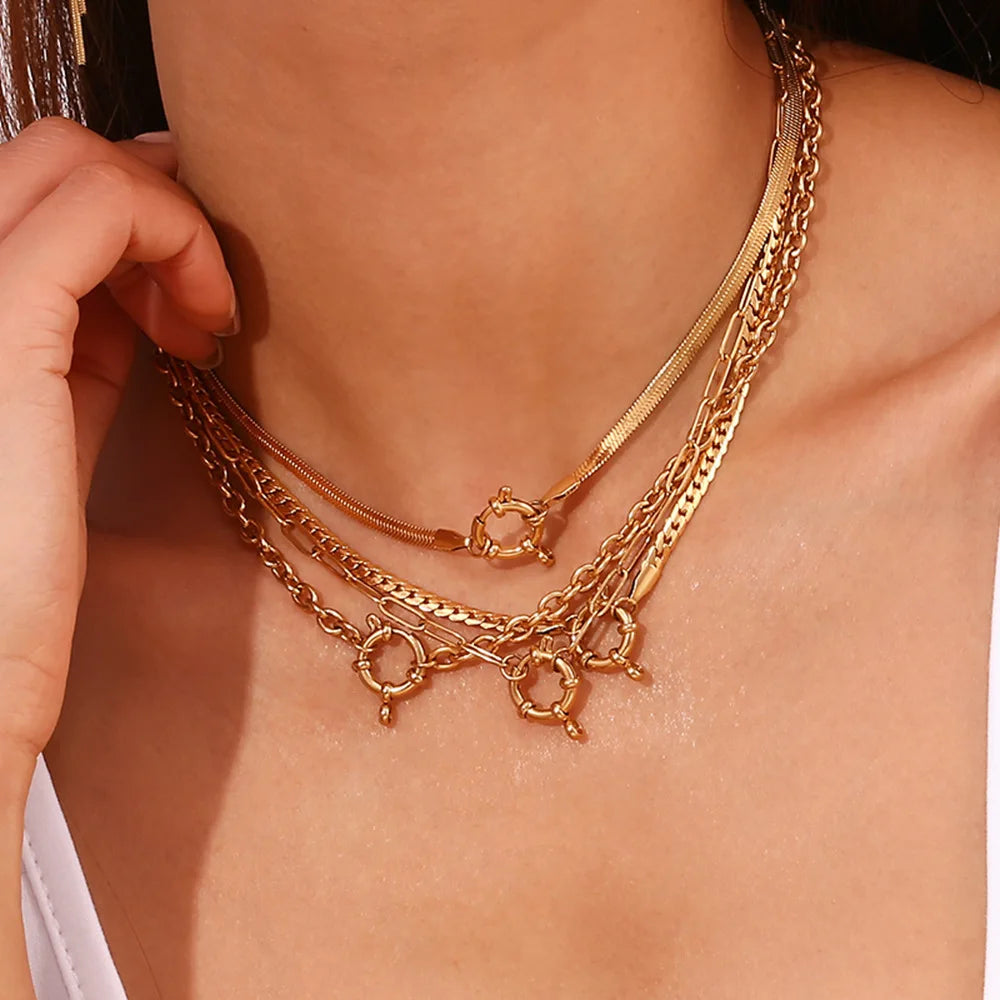 Anchor Clasp Necklace Stainless Steel Heavy Duty Chain Necklace For Women Gold/Silver Color Metal Chunky Chain Choker