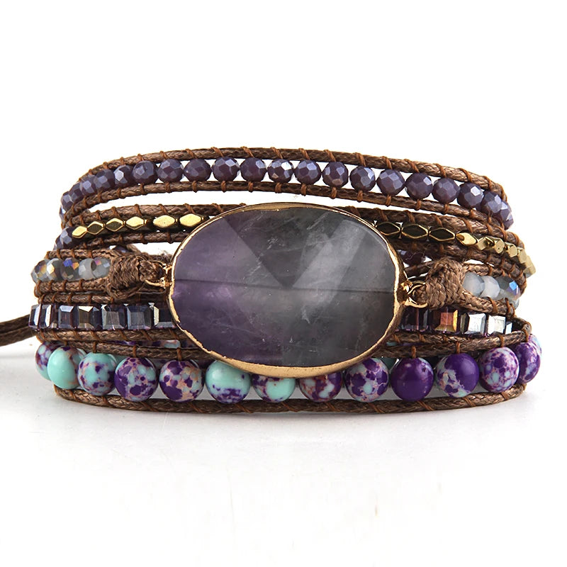 Bohemian Wrap Bracelet Mixed Natural Stones