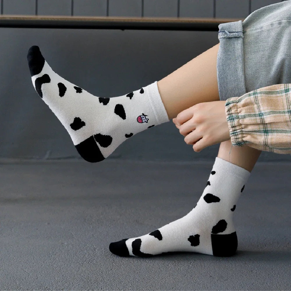 Funny Embroidery Cow Cartoon Socks