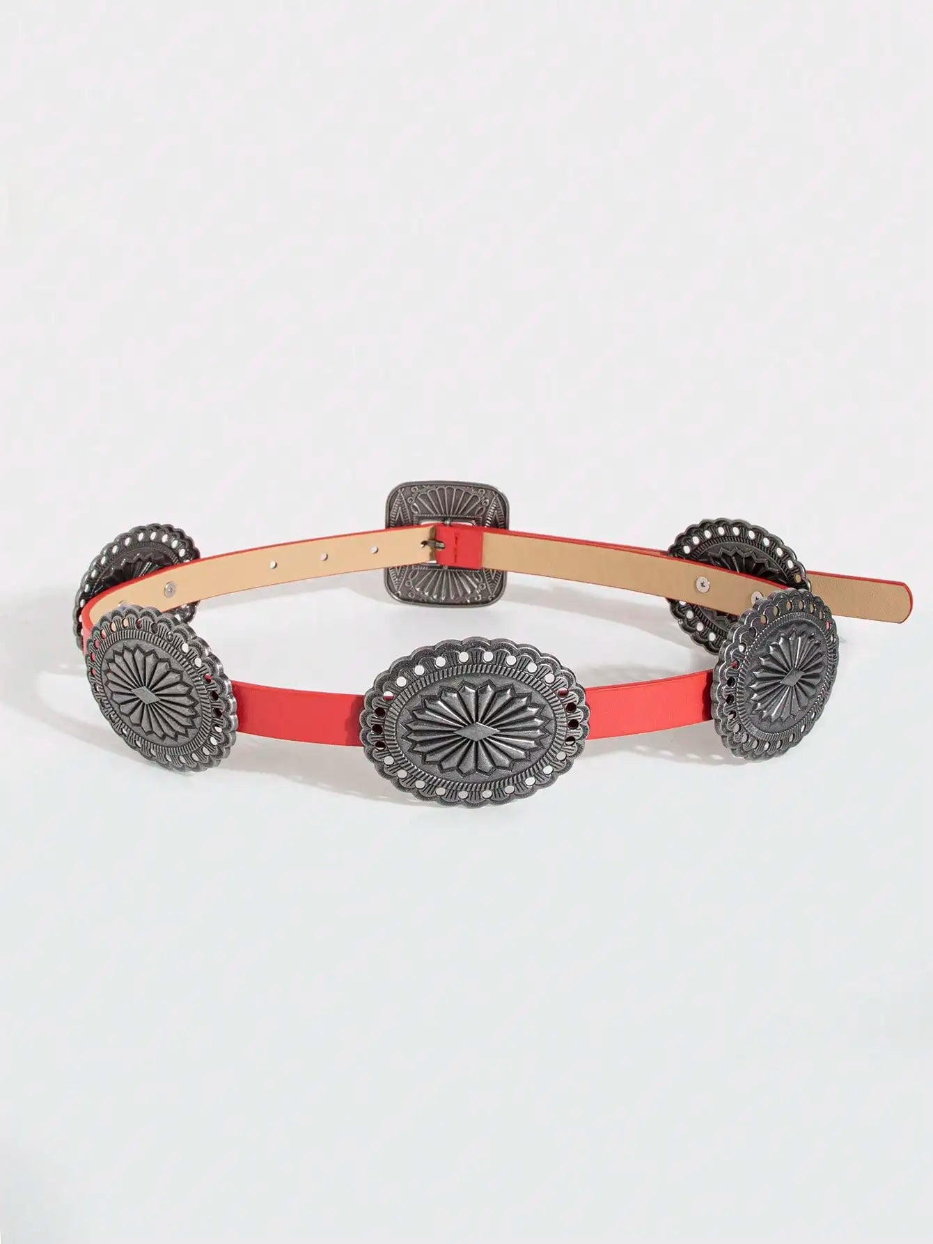 Women's Punk Style Metal Carved Accessory Cowboy Cowgirl Heavy Duty Belt Boho