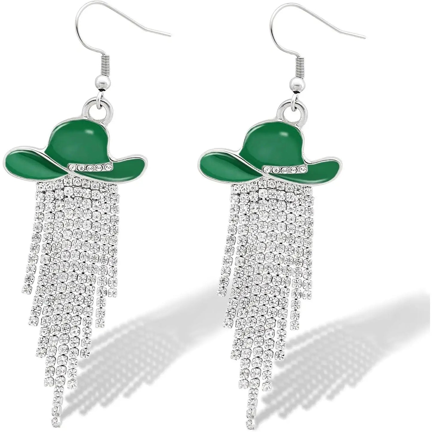 Western Cowgirl Hat Dangle Earrings  Sparkly Rhinestone