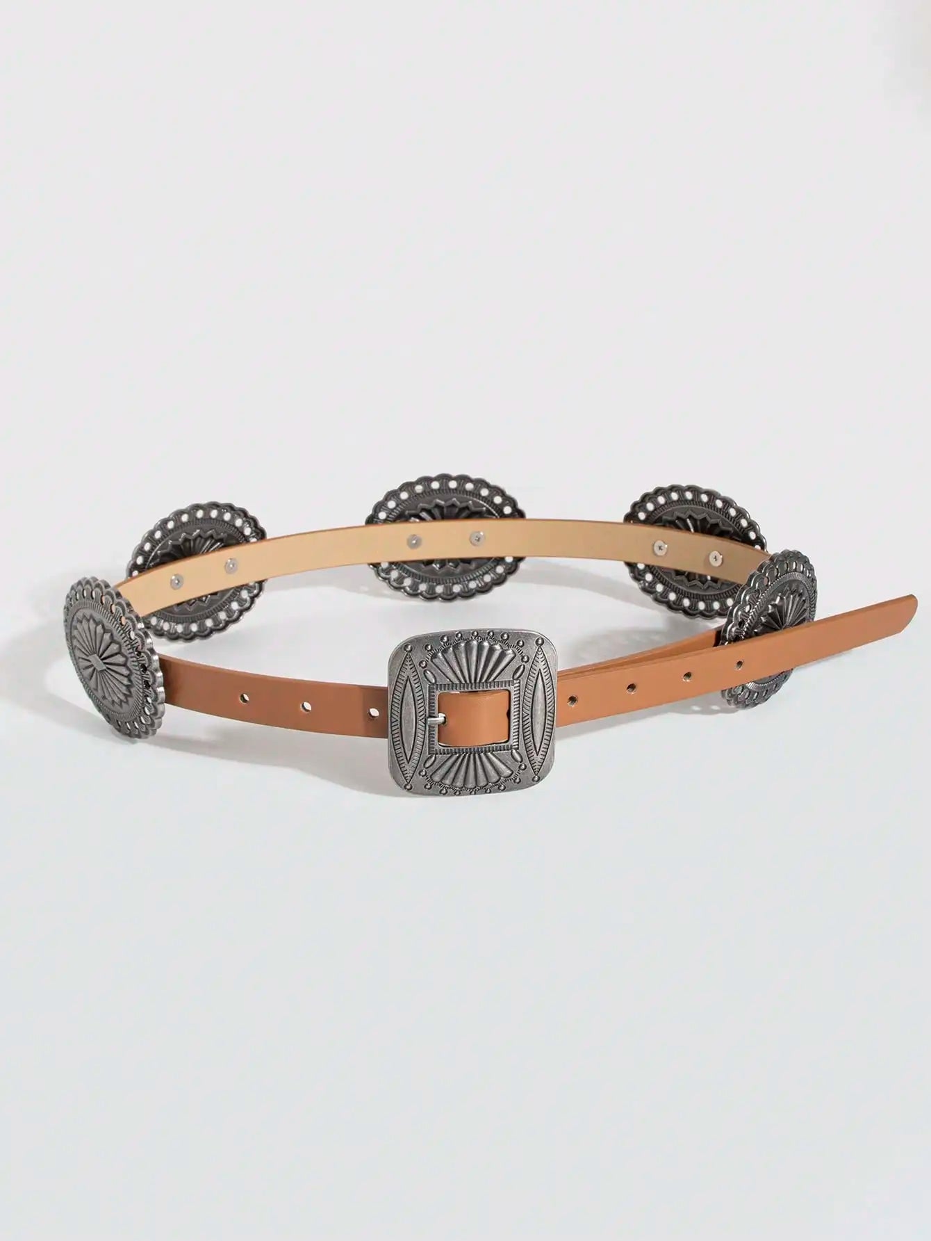 Women's Punk Style Metal Carved Accessory Cowboy Cowgirl Heavy Duty Belt Boho