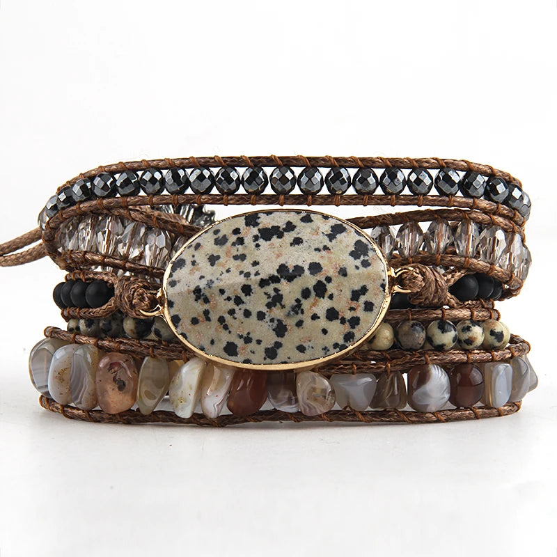 Bohemian Wrap Bracelet Mixed Natural Stones