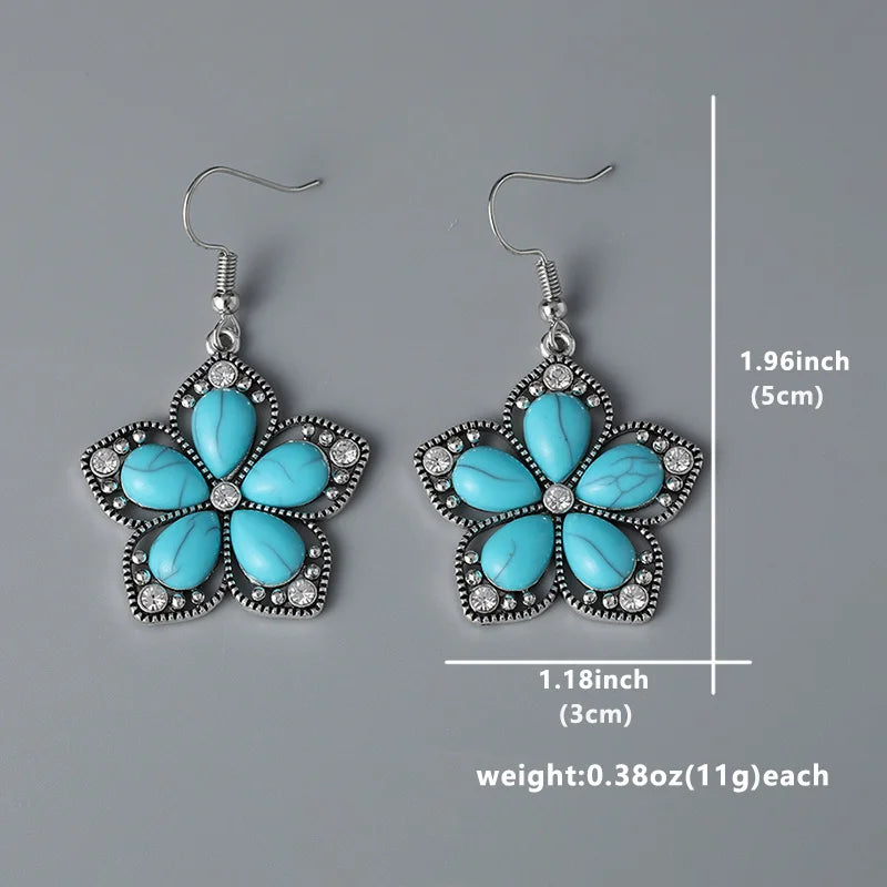 Turquoise Flower Dangle Earrings