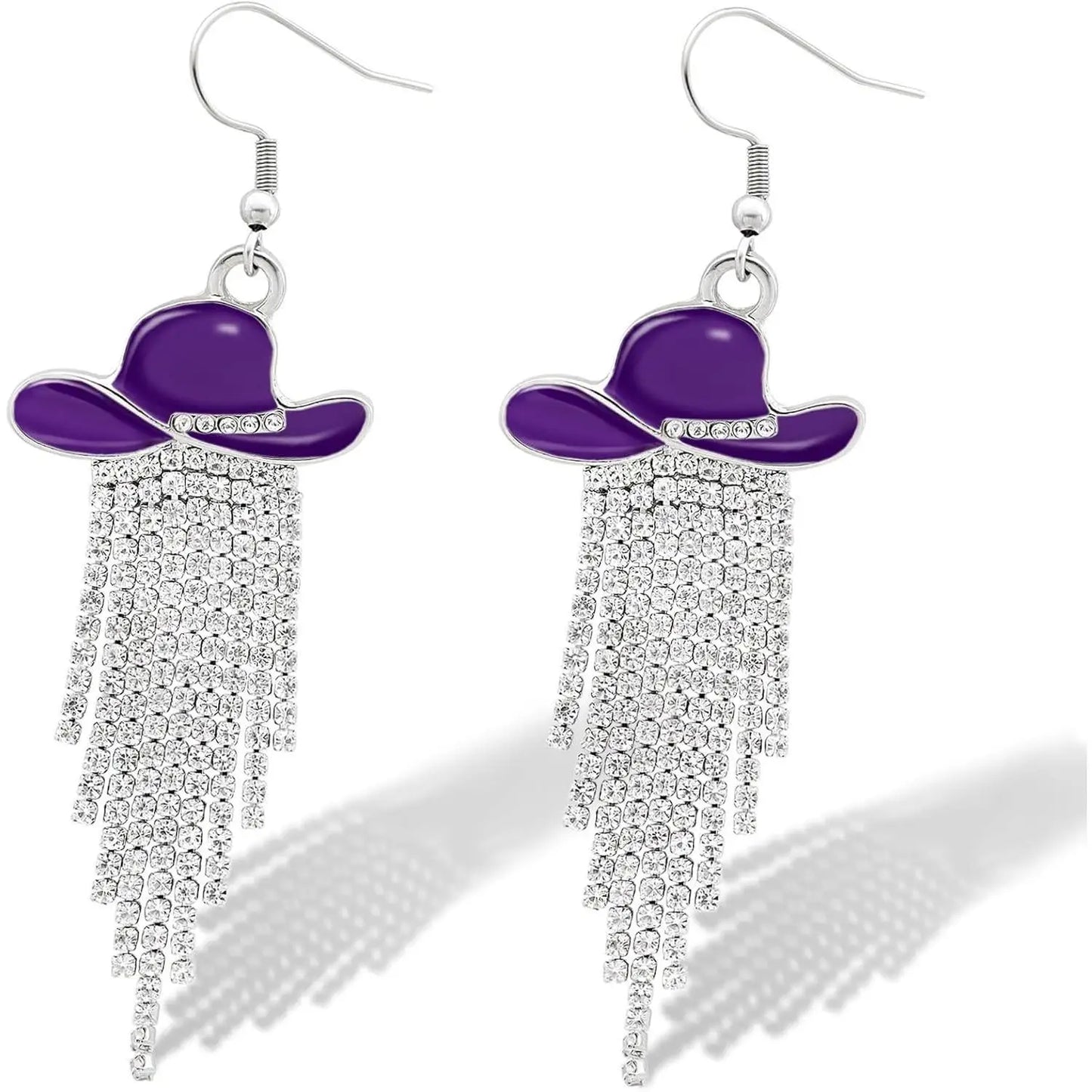 Western Cowgirl Hat Dangle Earrings  Sparkly Rhinestone