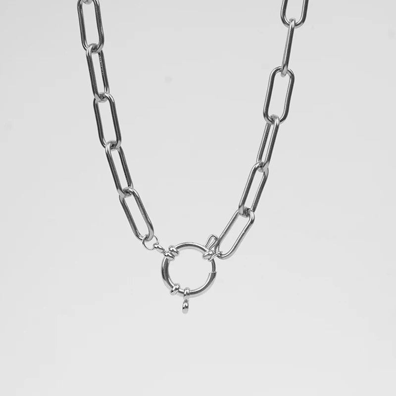 Anchor Clasp Necklace Stainless Steel Heavy Duty Chain Necklace For Women Gold/Silver Color Metal Chunky Chain Choker