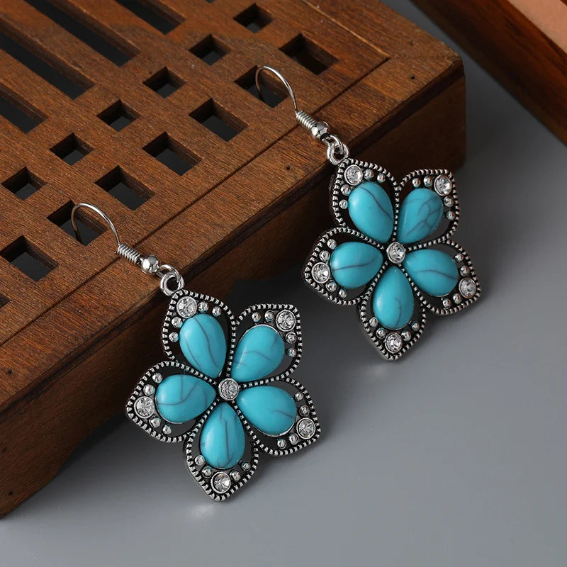 Turquoise Flower Dangle Earrings