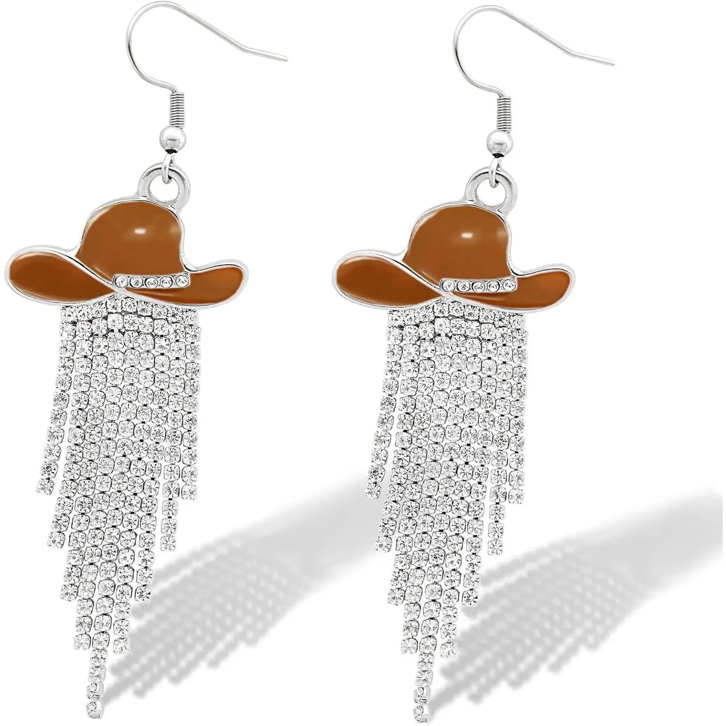 Western Cowgirl Hat Dangle Earrings  Sparkly Rhinestone